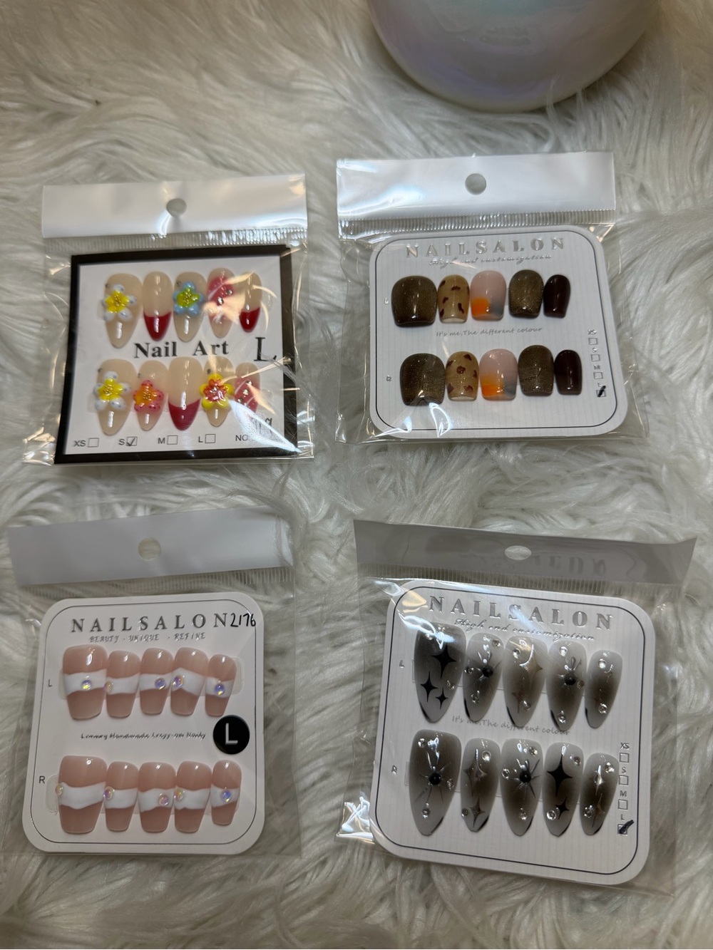 Assorted Press-On Nail Sets | Neutral, Brown, Pink, Black Accent